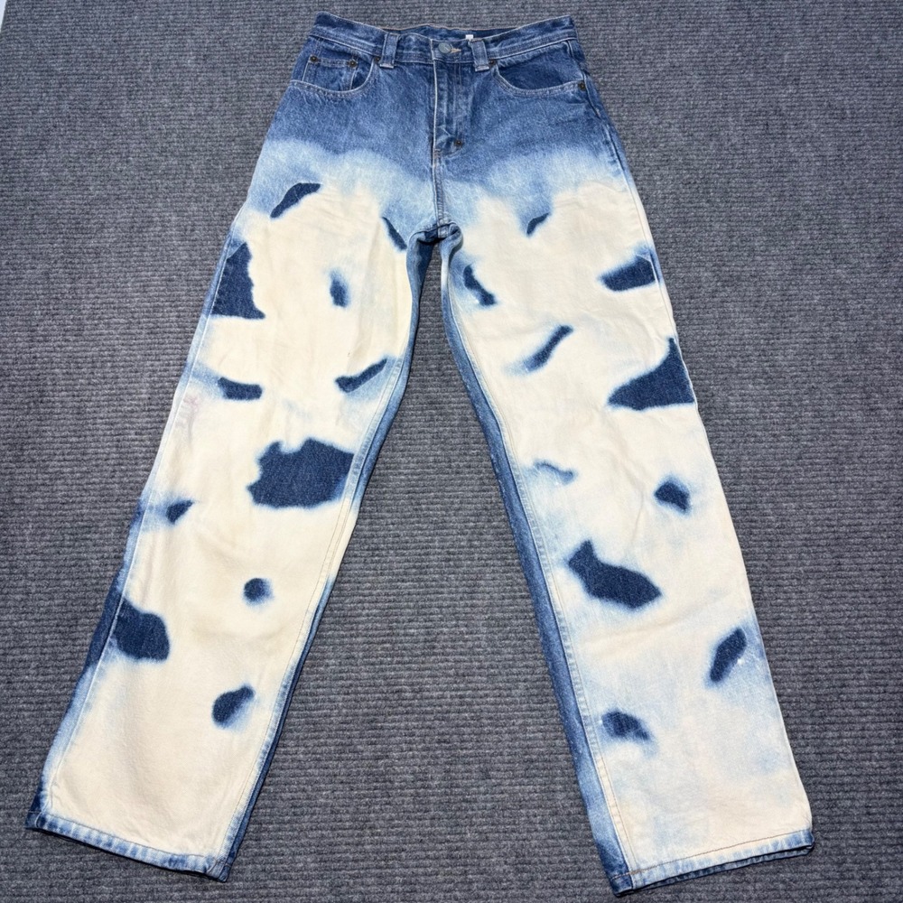 Vintage Calvin Klein Jeans Womens 14 Baggy Bleached Cloud Wash Blue Denim USA